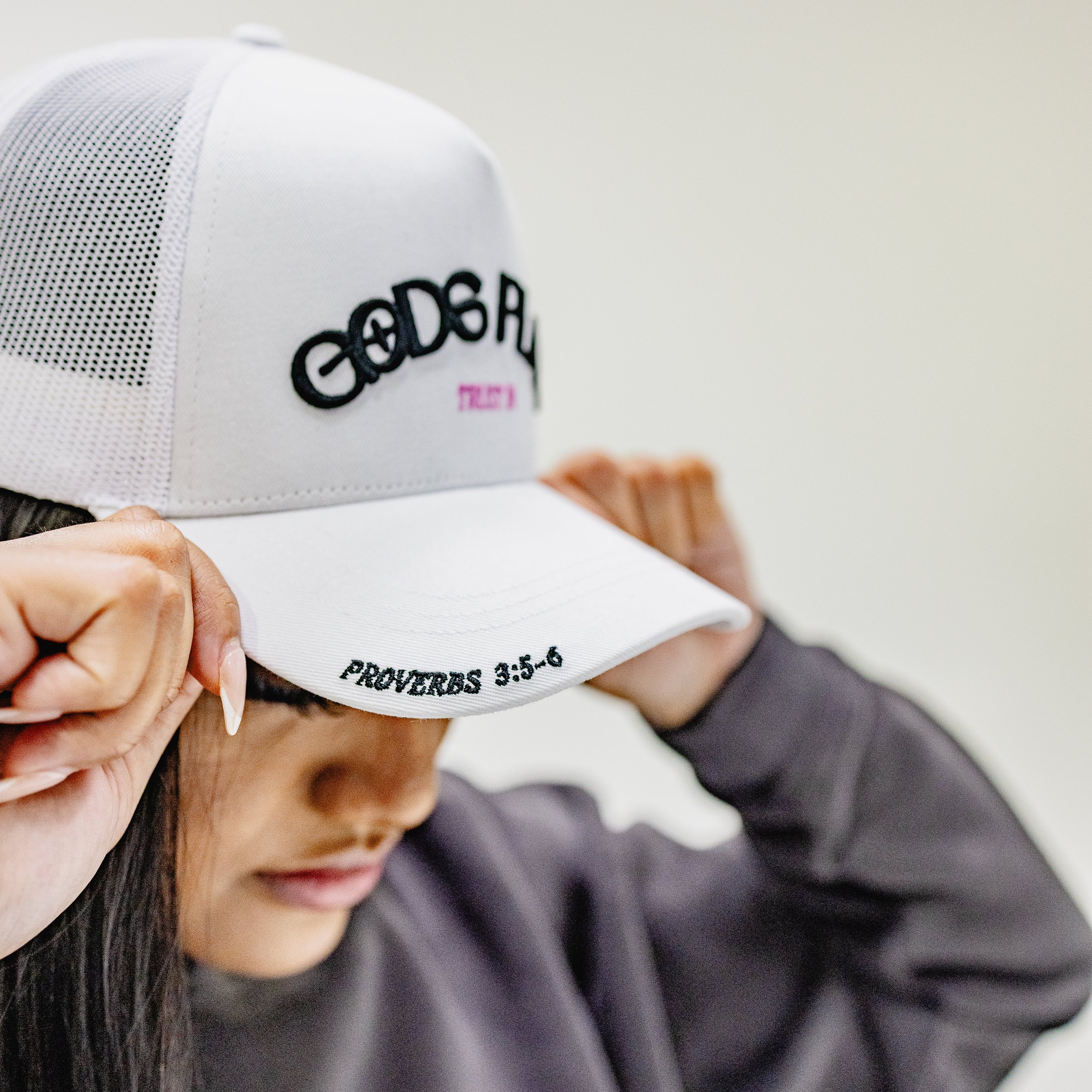 God's Plan Trucker Hat White