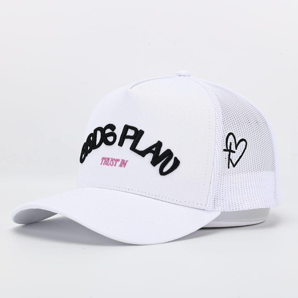 God's Plan Trucker Hat White